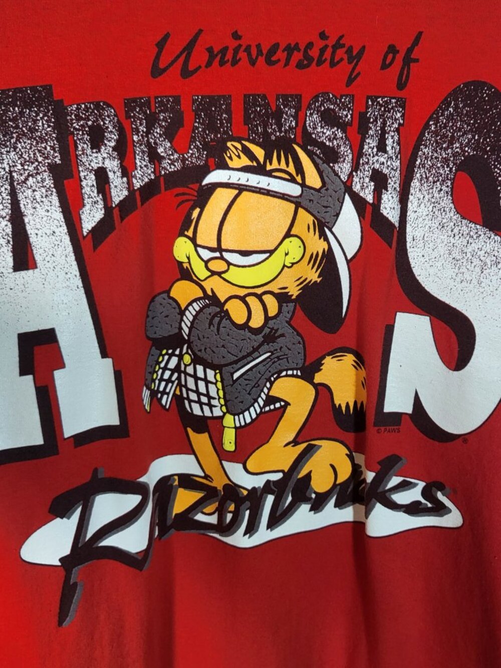 Fruit of the Loom Vintage 90's Woman's Garfield Razorback Shirt Size Large Red - Picture 3 of 9